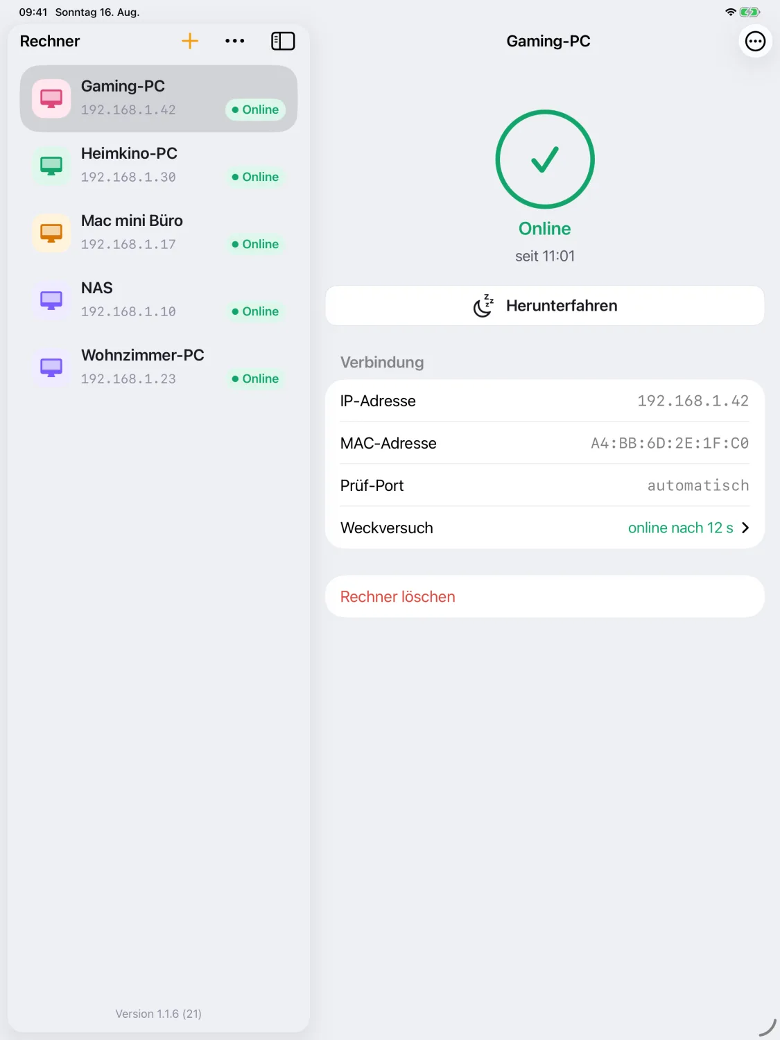 MagicPing auf dem iPad