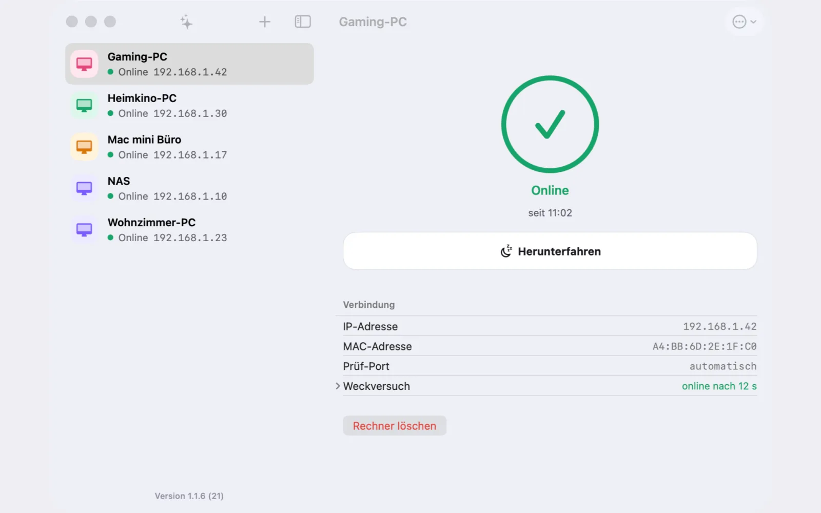 MagicPing auf dem Mac