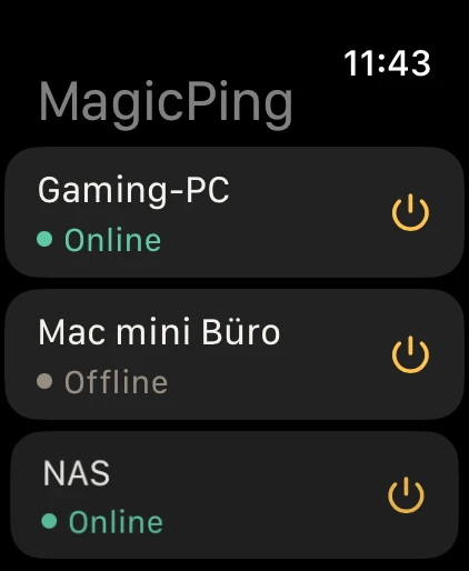MagicPing auf der Apple Watch