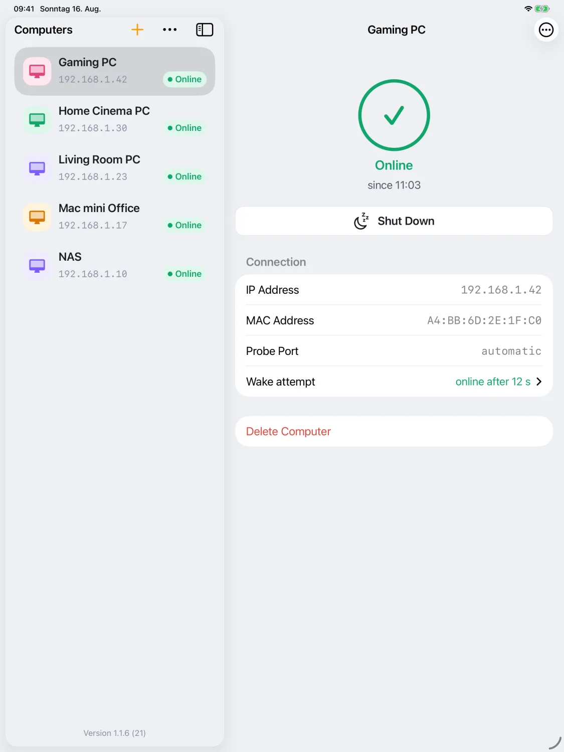 MagicPing on iPad